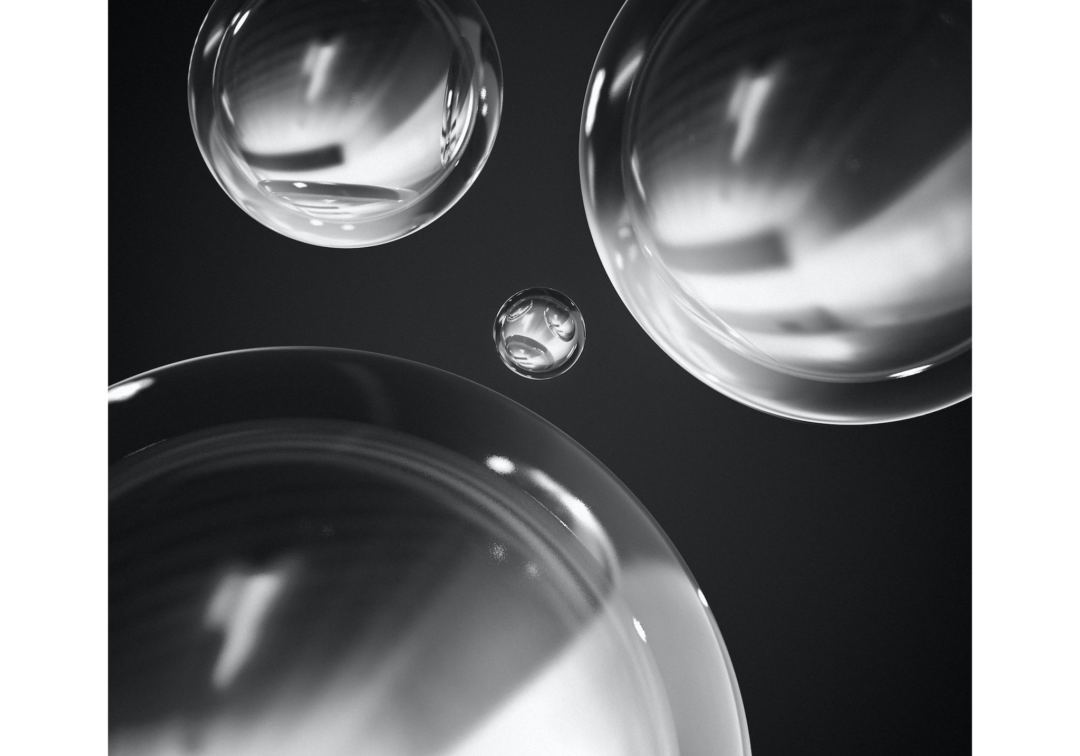 A black and white photo of some bubbles